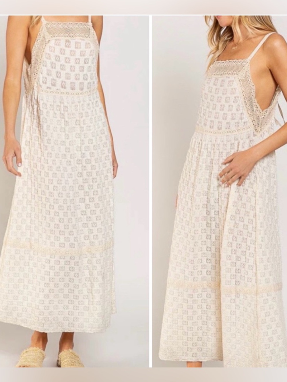 POL Bohemian Cream Lace MIDI  Dress